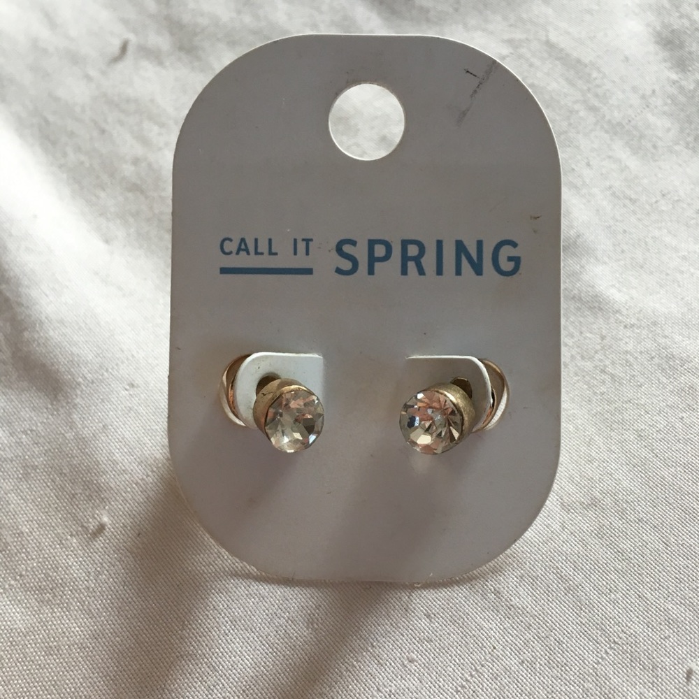 Call It Spring pointed rhinestone earrings - Picture 2 of 3